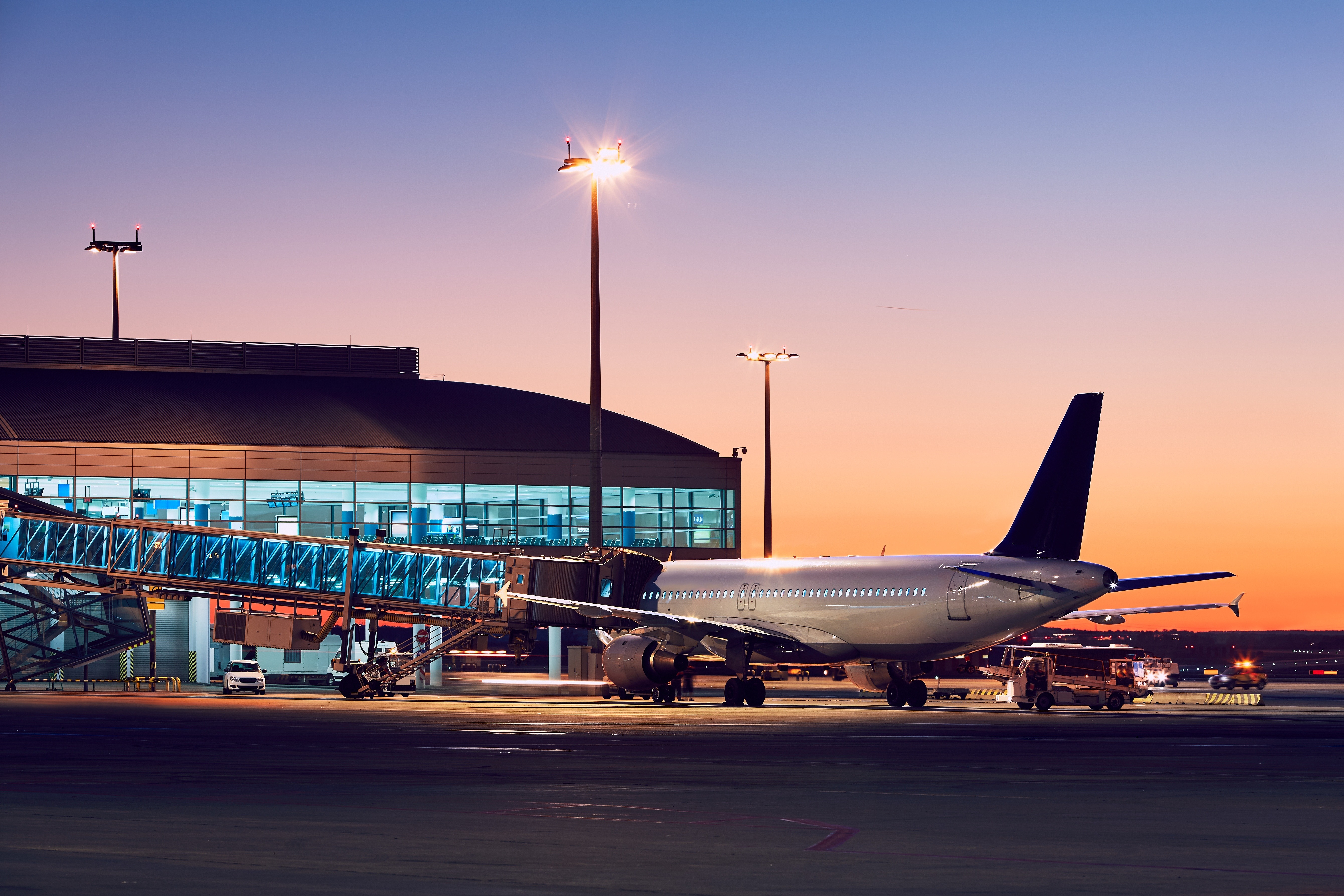 Airport transfer service at sunset - Coach and minibus hire in Leeds, West Yorkshire